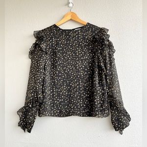 H&M | Floral Flounced Chiffon Top